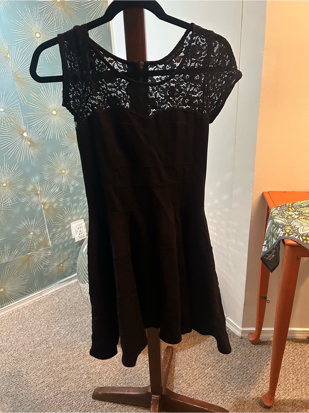 Felicity & Coco Black Lace Yoke Mini Dress - Picture 1 of 2